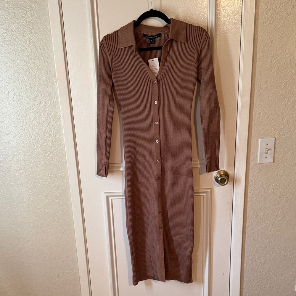French Connection Ribbed Button-Up Cardigan Dress - Picture 4 of 7